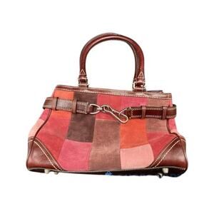 Coach Hampton Mosaic Patchwork Suede Satchel F11218 Rare It Bag